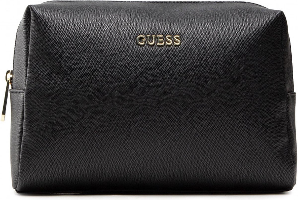 Guess Saffiano Vanilla Women's Toiletry Bag Black Synthetic Leather 23x17x8cm.
